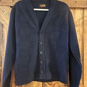 Vintage Knitted Cardigan Sweater San Francisco Knitting Mills Womens Navy USA S